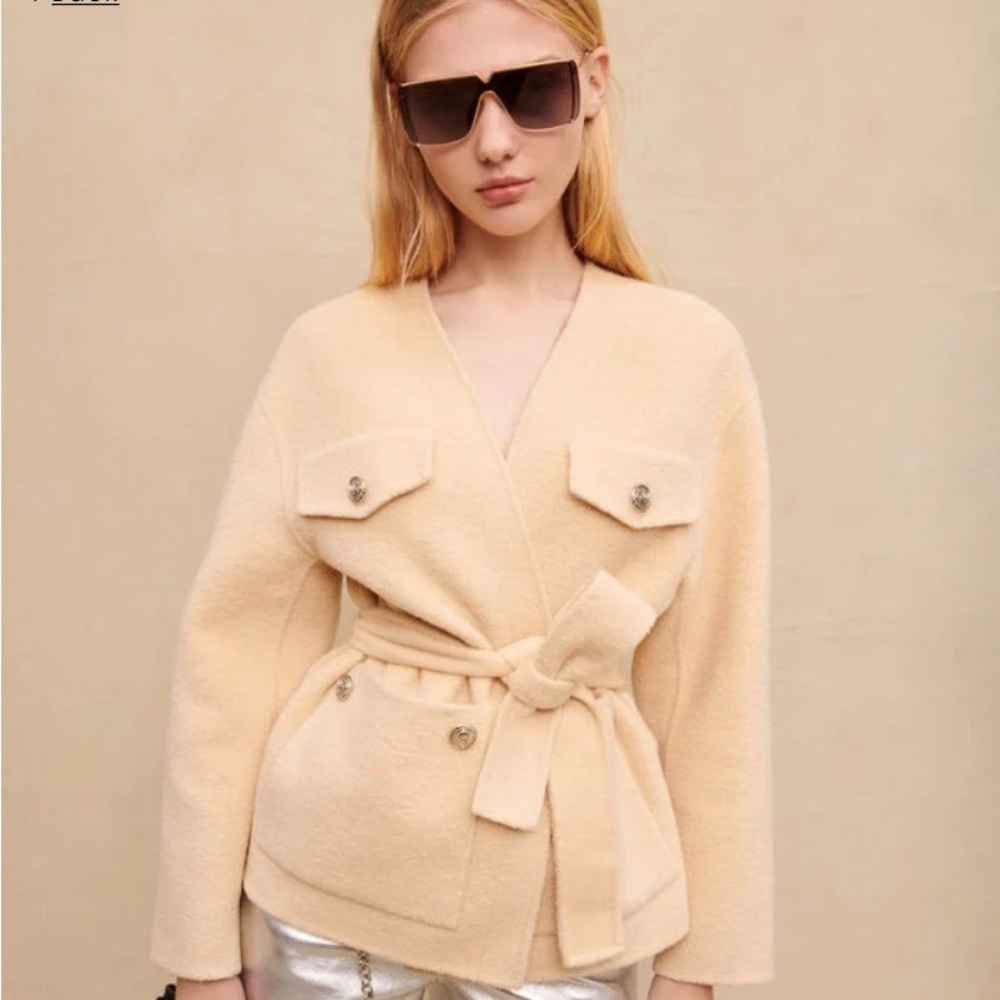 Maje wrap jacket with tie size 40